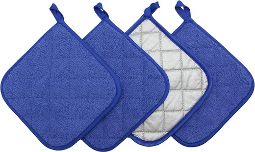 Vista 8 de Juego de 4 soportes de algodón para ollas de algodón, lavables a máquina, resistentes al calor, para uso diario, cocina, almohadillas calientes, Gris