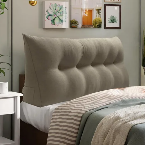 Vista 30 de WOWMAX - Almohada grande triangular con respaldo para cabecera, almohada de posicionamiento para lectura en forma de cuña, con funda extraíble