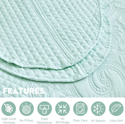 Vista 6 de Blythease Colcha de gran tamaño King Skylight, diseño de cachemira, funda de cama ligera, reversible, 5 piezas, 100% microfibra, KingCal King