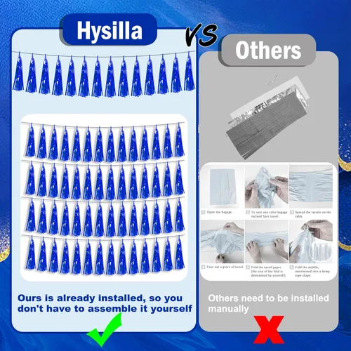 Vista 3 de Guirnalda de flecos metálicos con flecos de papel de aluminio azul 3P para flotadores de desfile, despedida de soltera, boda, cumpleaños, Halloween