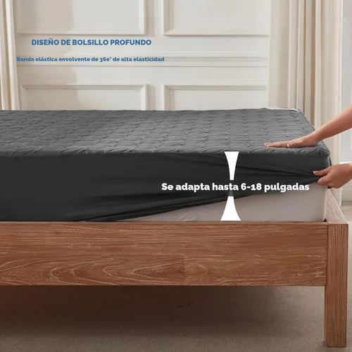 Vista 4 de BEDLORE Protector de colchón impermeable, tamaño California King, con bolsillo profundo de 6 a 18 pulgadas de profundidad, suave y silencioso, a