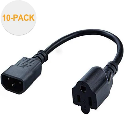 Vista 8 de CableCreation [Paquete de 10] Cable adaptador de corriente para computadora estándar de 1 pie 18 AWG NEMA 5-15R receptáculo a IEC320 C14, 0.3M/negro