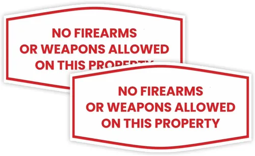 Vista 25 de Fancy No Firearms or Weapons On This Property Sign (Negro/Plata) - Mediano