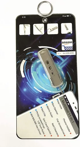 Vista 3 de 11 en 1 llavero multiherramienta herramientas acero inoxidable, herramienta de extracción de tarjeta SIM, herramienta EDC, abridor de botellas