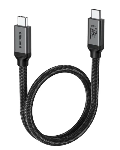 Vista 10 de Silkland Cable USB 4 para Thunderbolt 4 de 1 pie, transferencia de datos de 40 Gbps, carga rápida PD3.1 de 240 W, 8K a 60 Hz, cable de datos USB C