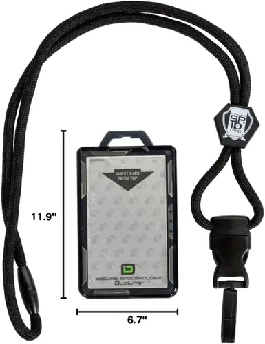 Vista 7 de Specialist ID tarjetero con identificación por radiofrecuencia para 2 tarjetas de identificación, con arnés y cordón resistente, Negro