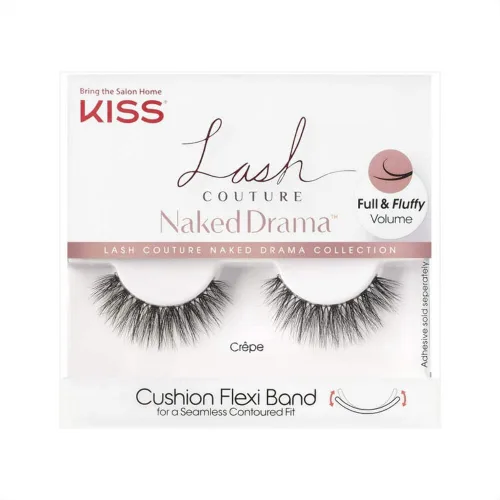 Vista 2 de KISS Lash Couture Naked Drama -Pestañas postizas de visón sintético 3D voluminosas con banda flexible acolchada, punta dividida, cónicas