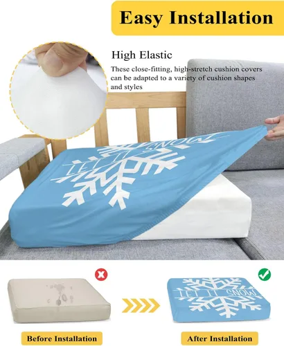 Vista 5 de Fundas de cojín elásticas para sofá de copo de nieve, seccionalindividualLT, funda para sofá con parte inferior elástica, contemporánea