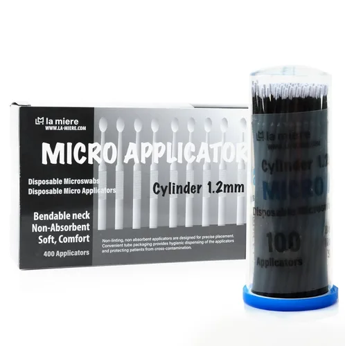 LA MIERE 400 piezas de cepillos dentales con micro aplicadores finos, microhisopos cilíndricos desechables de 1mm, negros