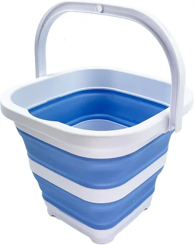 Vista 25 de SAMMART Cubo de limpieza rectangular plegable de 5 litros (1.3 galones), plegable, para camping, playa, arena, agua, tina portátil que ahorra