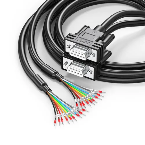 Vista 9 de DB9 Adaptador macho a cable desnudo de 1.5 pies, RS232/RS485 D-USB 9 pines puerto terminal macho adaptador conector placa de distribución,