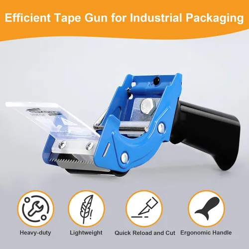 Vista 5 de Dispensador profesional de pistola de cinta de 3 pulgadas, paquete de 2 dispensadores de cinta de embalaje resistente para cajas de envío, recarga