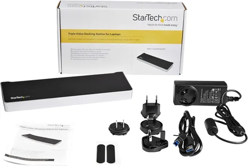 Vista 6 de StarTech.com 4K estación de acoplamiento para laptops, apta para doble video, DP y HDMI, USB 3.0, puerto de laptop universal 4K Ultra HD, Negro