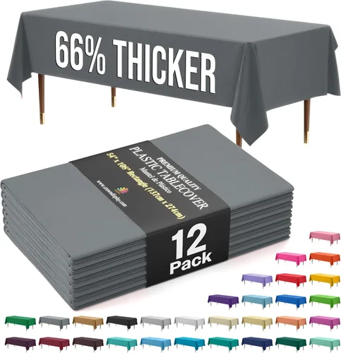 Vista 26 de Exquisite 66% Thicker Premium Plastic Table Cloth Rectangle Table Cover 0.5 Mil 6 Pack Aqua Table Cloth 54 Inch x 108 Inch Disposable Tablecloth