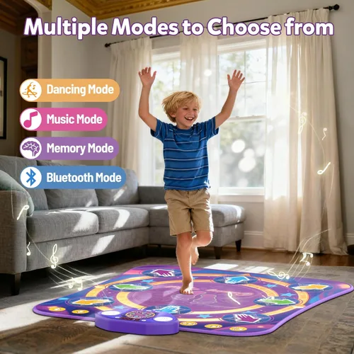 Vista 2 de Alfombrillas de baile para niñas de 4 a 8 años, alfombrillas de baile electrónicas con luz LED y Bluetooth inalámbrico, tapete de baile para niñas