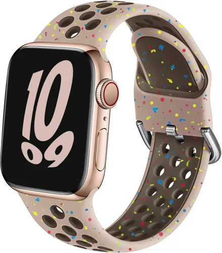 Vista 10 de Correa deportiva compatible con Apple Watch de 40 mm, 38 mm, 41 mm, 42 mm, 44 mm, 45 mm, 46 mm, 49 mm, unisex, correa de repuesto de silicona suave