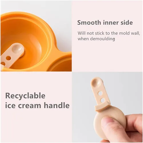 Vista 6 de Inktells Moldes de silicona para paletas de hielo, molde de paletas de hielo de fácil liberación para palitos de paleta, molde redondo reutilizable
