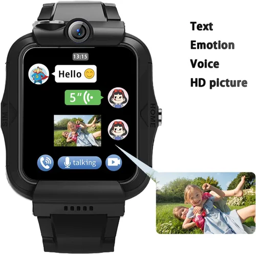 Vista 3 de Reloj inteligente para niños, rastreador GPS 4G, reloj inteligente con WiFi, SMS, llamadas, video chat de voz, Bluetooth, alarma, podómetro, reloj
