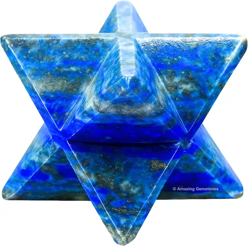 Vista 24 de Amazing Gemstone Cristal de Merkaba de piedra lunar arcoíris, estrella metafísica de Merkaba de 1 pulgada para meditación, cristal de tetraedro