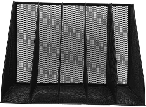 Desk File Organizer Sturdy Iron Mesh 5 Section Vertical File Folder Document Holder for Office Workspace Desktop Organization