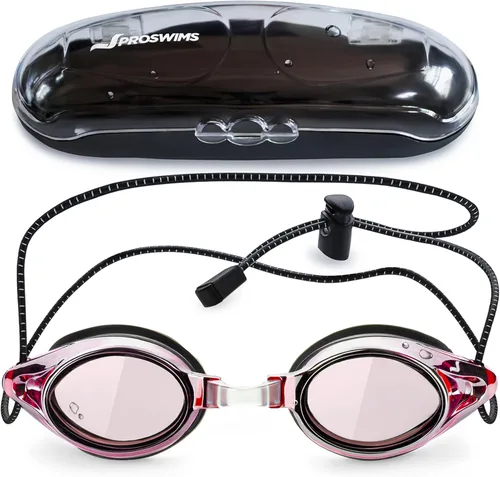 Vista 8 de Gafas de natación de carreras antivaho con correa elástica, estuche rígido y gafas de natación adicionales, paño de limpieza de microfibra