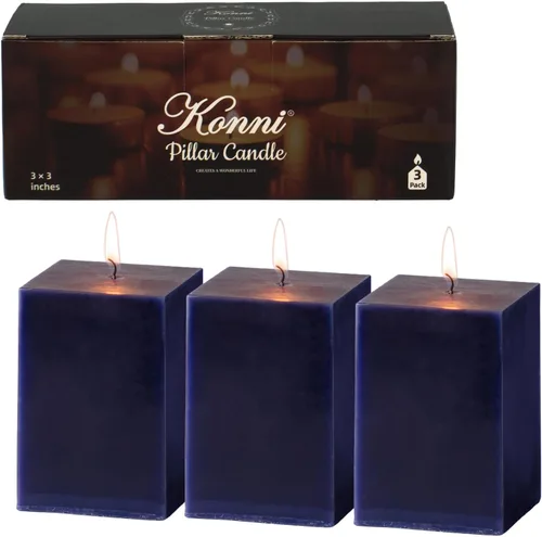 Vista 15 de KONNI Juego de 3 velas de pilar blancas cuadradas, 7 cm x 10 cm Velas de pilar sin perfume a granel, velas de combustión larga de 30 horas, velas