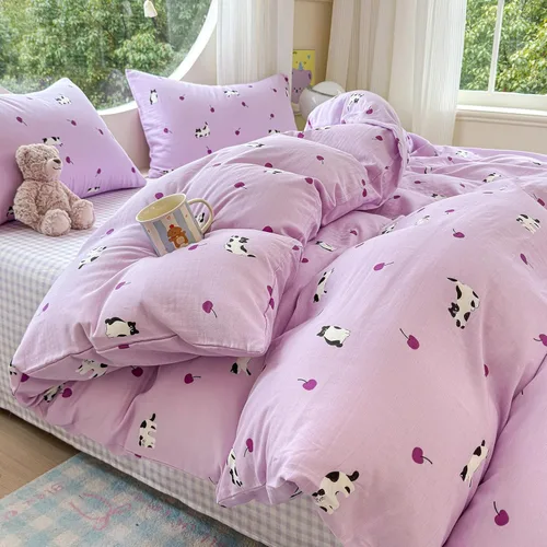 Vista 14 de Funda de Edredón de Fresa para Niña Tamaño Twin, Juego de Ropa de Cama de Fresa Linda, Funda de Edredón de Algodón Suave Kawaii con 2 Fundas