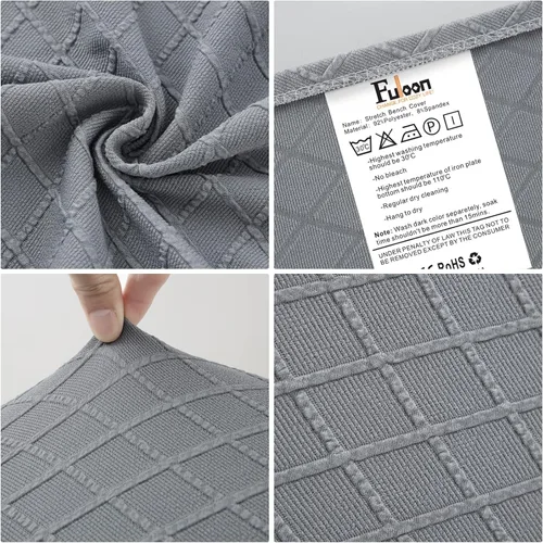Vista 5 de Fuloon - Funda elástica de jacquard para banco de comedor, antipolvo, desmontable, funda para banco lavable, protector de cojín de asiento para Gris