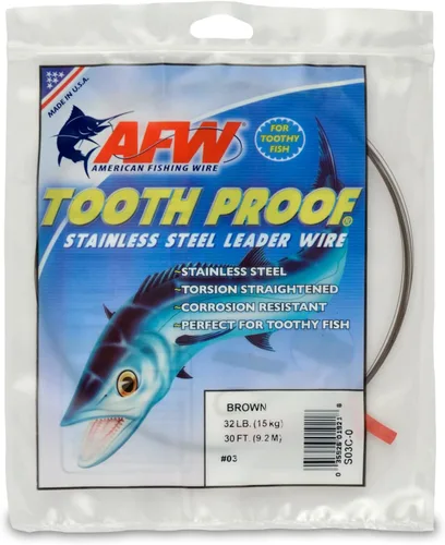 Vista 28 de AFW Alambre Líder Duro de Una Hebra de Acero Inoxidable a Prueba de Dientes - Brillante y Camuflaje para Tiburón, Barracuda, Caballa Real, Wahoo