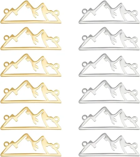 UNICRAFTALE Mountain Stainless Steel Links Connectors Link Charm Jewelry Connector Charms Double Hole Pendant Link Connector Metal Pendant for