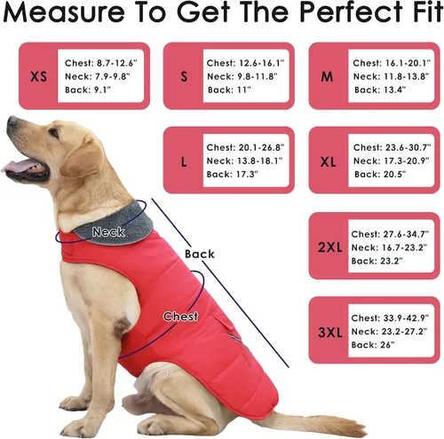 Vista 4 de Abrigo de invierno para perro, chaqueta de Navidad para perro con bolsillo y tira reflectante, suéter impermeable resistente al viento, ropa