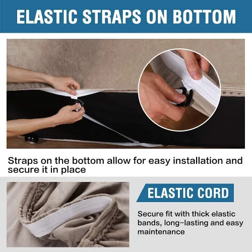 Vista 3 de H.VERSAILTEX Funda elástica de terciopelo para sofá, fundas de sofá para sofá de 3 cojines (72-96 pulgadas, gris topo), funda para sofá biplaza