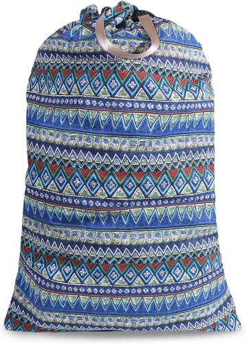 Vista 30 de Bolsa de lavandería extra grande con cordón y asa, bolsa de ropa sucia de viaje resistente para lavandería y hogar, forro duradero para cesta