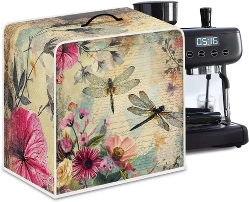Vista 7 de DISNIMO Cubierta antipolvo para cafetera de mariposa azul, fundas para máquina de hacer café de cocina con mango superior, cubierta