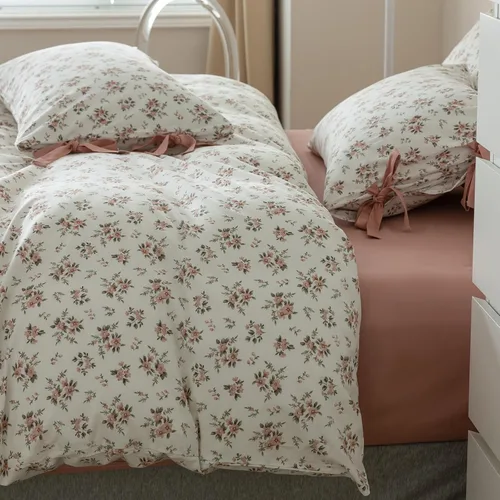 Vista 51 de EAVD Juego de edredón floral azul Twin/Twin XL blanco, microfibra suave, 3 piezas, juego de edredón bohemio con flores botánicas para niñas con 2