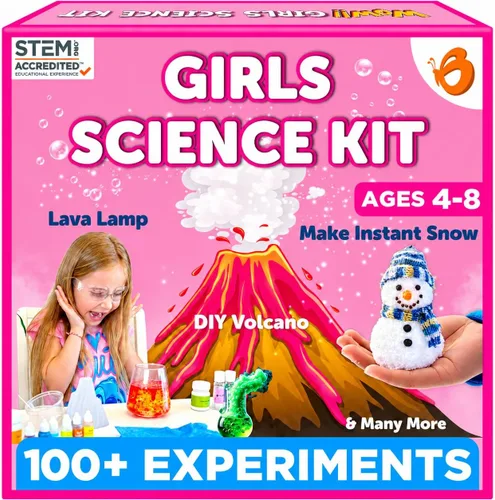 Butterfly EduFields Kit de ciencia de más de 100 piezas para niñas de 4, 5, 6, 7, 8 años | Niñas en CTIM y experimentos científicos | Ideas de