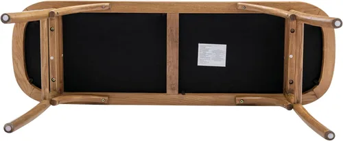 Vista 6 de Banco de comedor de madera de granja con asiento acolchado, banco de acento bohemio para entrada, dormitorio, extremo de cama, ventana de cocina