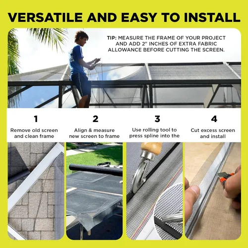 Vista 2 de DOCA - Malla de malla para ventana de 84 pulgadas x 100 pies, repuesto de pantalla de ventana, rollo de malla de fibra de vidrio para ventana