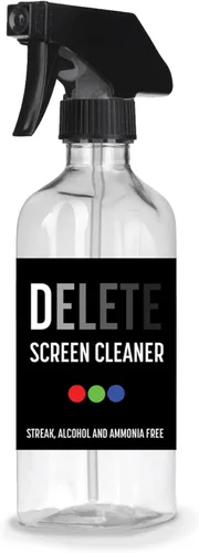 Delete Screen Cleaner Botella de spray de 16 onzas | Solución premium sin rayas, sin alcohol ni amoníaco para todos los dispositivos, suave, inodoro