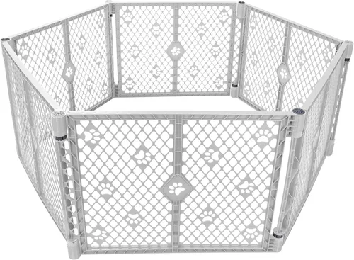 Vista 20 de MYPET Extensión de 2 paneles para Puerta para el patio para mascotas: Fabricado en EE. UU. Independiente. Aumenta el área de juego hasta 34 pies
