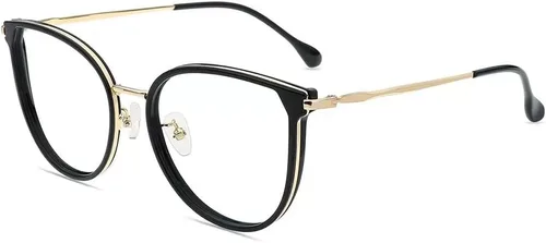Firmoo Lentes de bloqueo de luz azul, montura redonda retro, antifatiga ocular, anti UV400, lentes de computadora para mujeres y hombres, negro y
