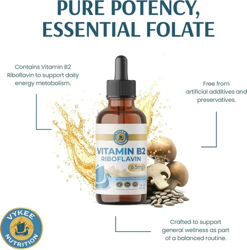 Vista 7 de Vykee Nutrition Gotas de riboflavina de vitamina B2, suplemento líquido B2 para metabolismo energético, función celular y apoyo de la visión