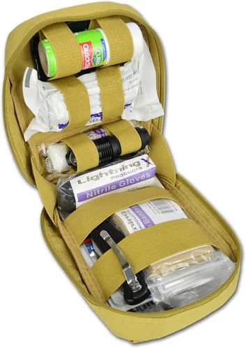 Kit de primeros auxilios individual para control de trauma y sangrado Lightning X con bolsa táctica Molle IFAK