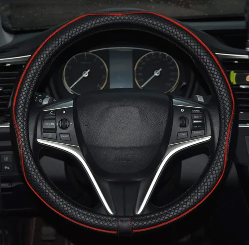 Vista 11 de Rueesh Funda de cuero de microfibra antideslizante con acabado mate para volante de automóvil, funda universal de 15" con patrón de relieve