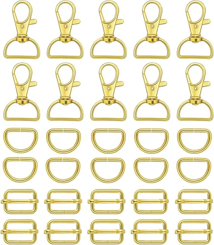 Vista 4 de WAFJAMF Anillo de gancho de metal a granel 30 piezas, hebilla de cierre giratorio y anillo en D no soldado, 10 piezas, hebilla rectangular ajustable