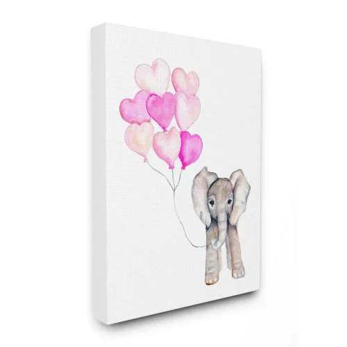 Vista 9 de The Stupell Home Décor Collection - Placa de pared con diseño de elefante bebé con globos de corazón rosa, 10 x 15 pulgadas