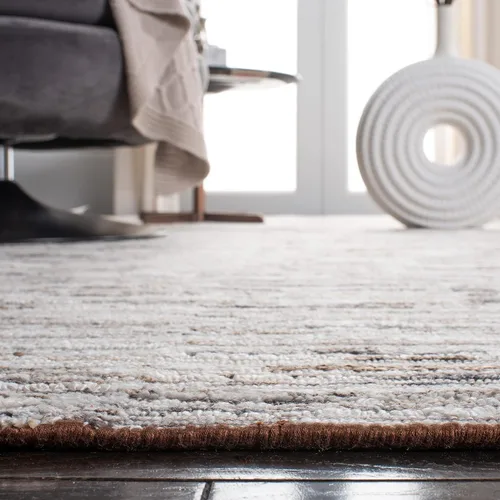 Vista 5 de SAFAVIEH Elements Collection ELM202T - Alfombra moderna de viscosa de 6 x 9 pies, color marrón y gris claro