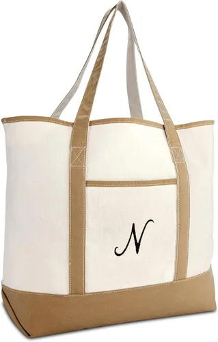 Vista 20 de DALIX Bolso de mano natural para mujer Bolsos de hombro Marrón con monograma Letra A - Z K