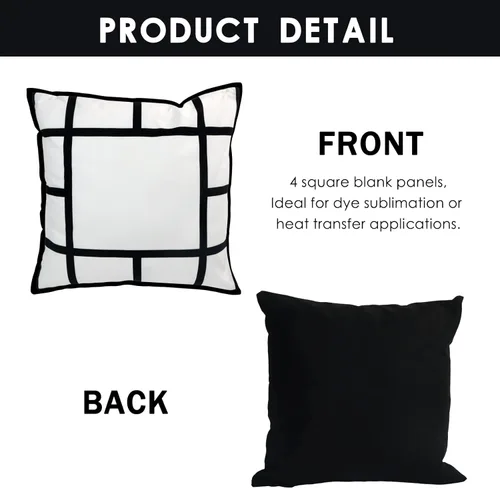 Vista 4 de 4 piezas de fundas de almohada de celosía en blanco para sublimación, fundas de cojín, fundas de almohada de 13 paneles para impresión