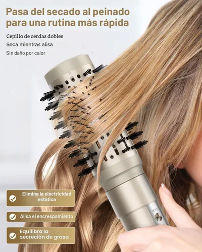 Vista 6 de 7MAGIC Cepillo secador de pelo múltiple 6 en 1, 110,000 RPM de alta velocidad, iones negativos, secado rápido para secado profesional, rizado, Dorado